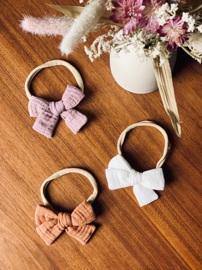 Handmade Organic Cotton Baby Bows / Set of 3
