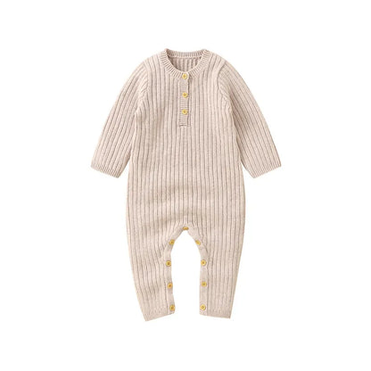 Bamboo Yarn Knitted Baby Sleeper Romper / Ultra Softness Baby Onesie - Neutral Beige
