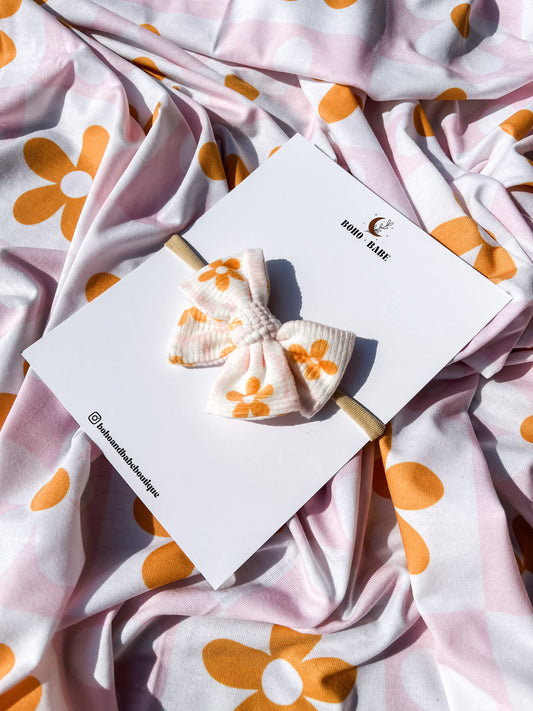 Baby Swaddle Blanket and Bow: Floral Checkerboard / Swaddle + Bow