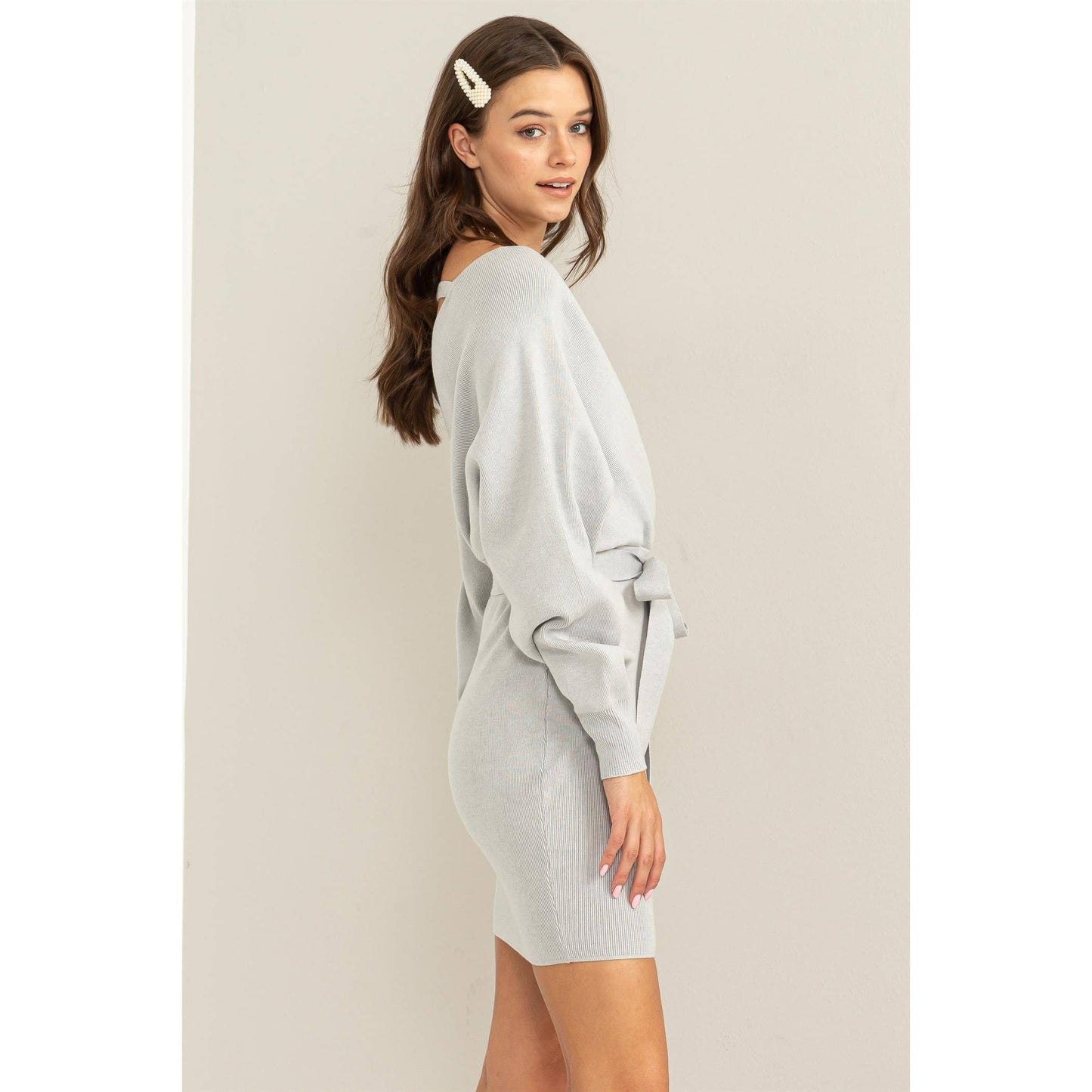 TRICK ME LONG SLEEVE MINI SKIRT: GRAY / M