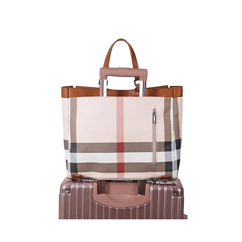 Ginger Striped Easy Travel Handbag Backpack Diaper Bag with Stroller Straps