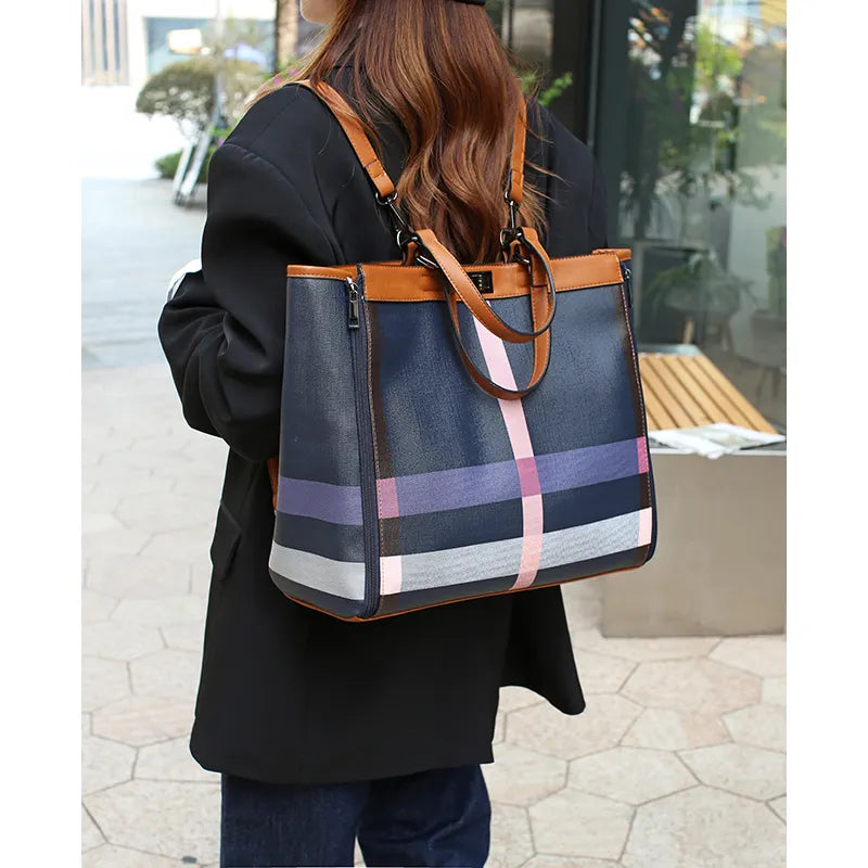 Ginger Striped Easy Travel Handbag Backpack Diaper Bag with Stroller Straps