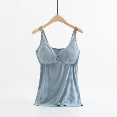 Nursing Tank Top for easy breastfeeding - Dusty Blue