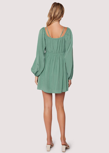 WILLOW IN THE WIND MINI DRESS: FIELD GREEN / L