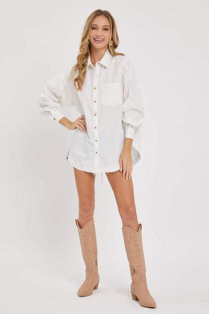 POPLIN SHIRT: IVORY / S