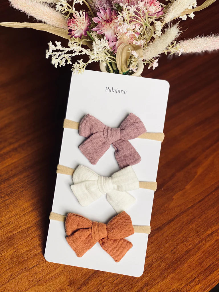 Handmade Organic Cotton Baby Bows / Set of 3