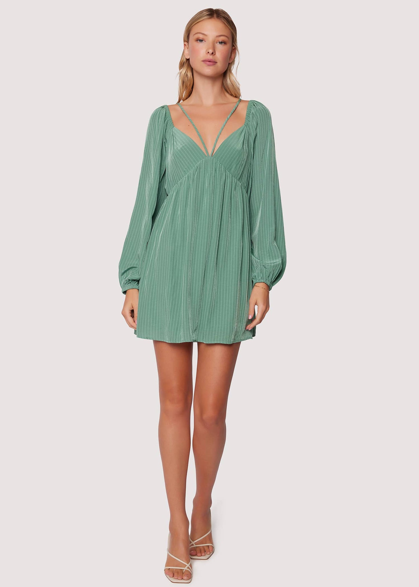 WILLOW IN THE WIND MINI DRESS: FIELD GREEN / S