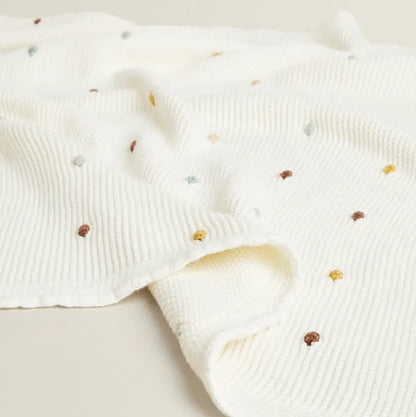Vintage Heirloom Bobble Knit Cotton Baby Blanket