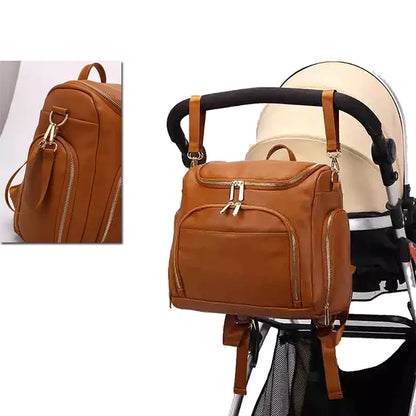 The Lily Diaper Bag Bundle - Luxury faux Leather Diaper Bag Backpack Set