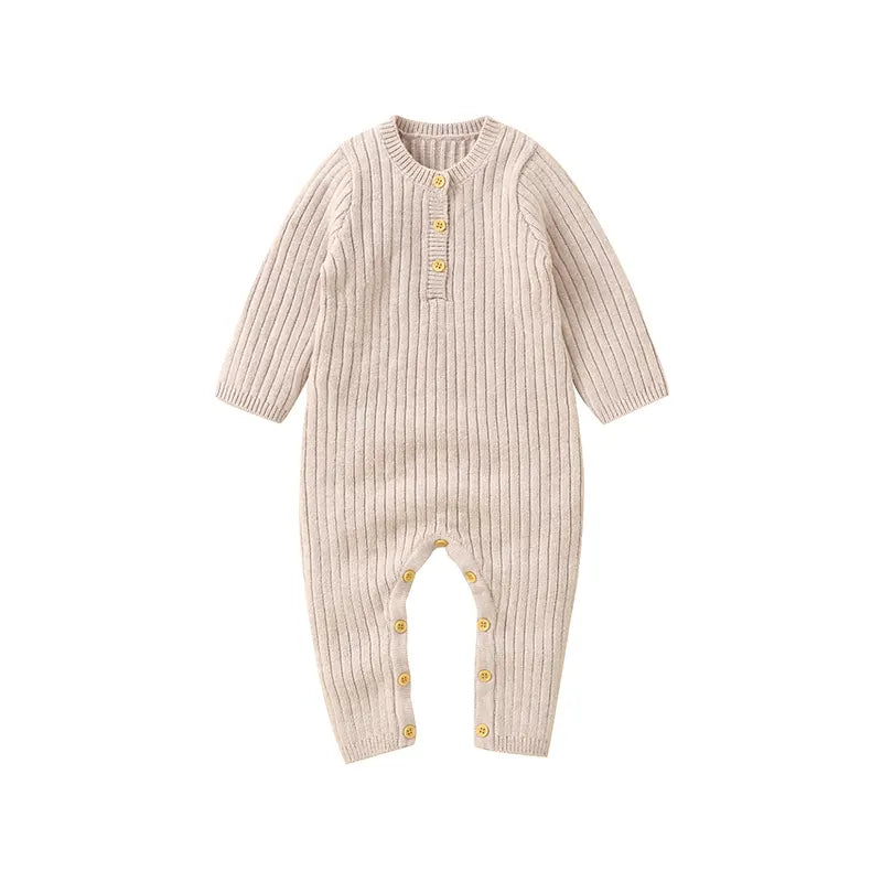 Bamboo Yarn Knitted Baby Sleeper Romper / Ultra Softness Baby Onesie - Neutral Beige
