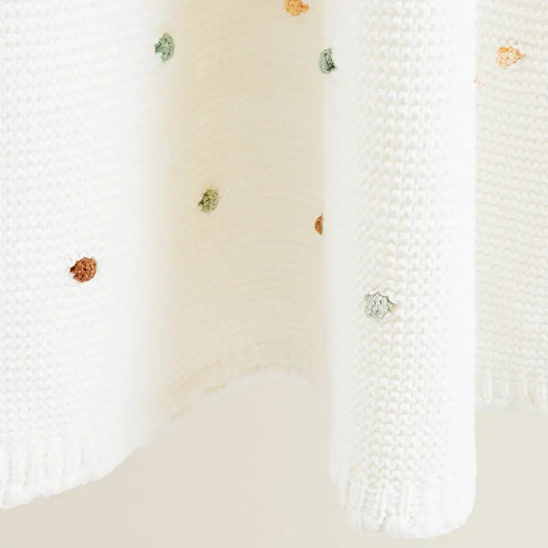 Vintage Heirloom Bobble Knit Cotton Baby Blanket