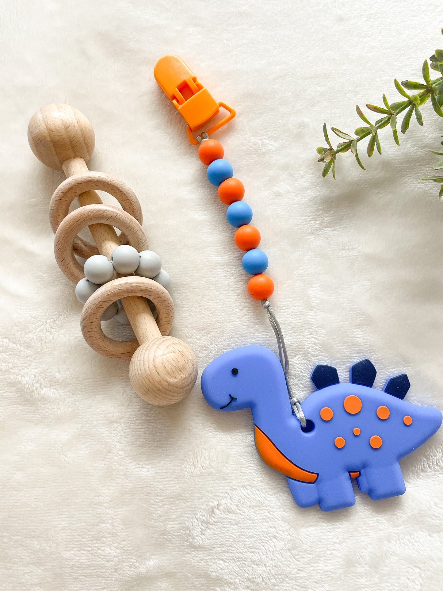 Wooden and Silicone Teething Toys with Pacifier Clip Chew Toy Combo Pack