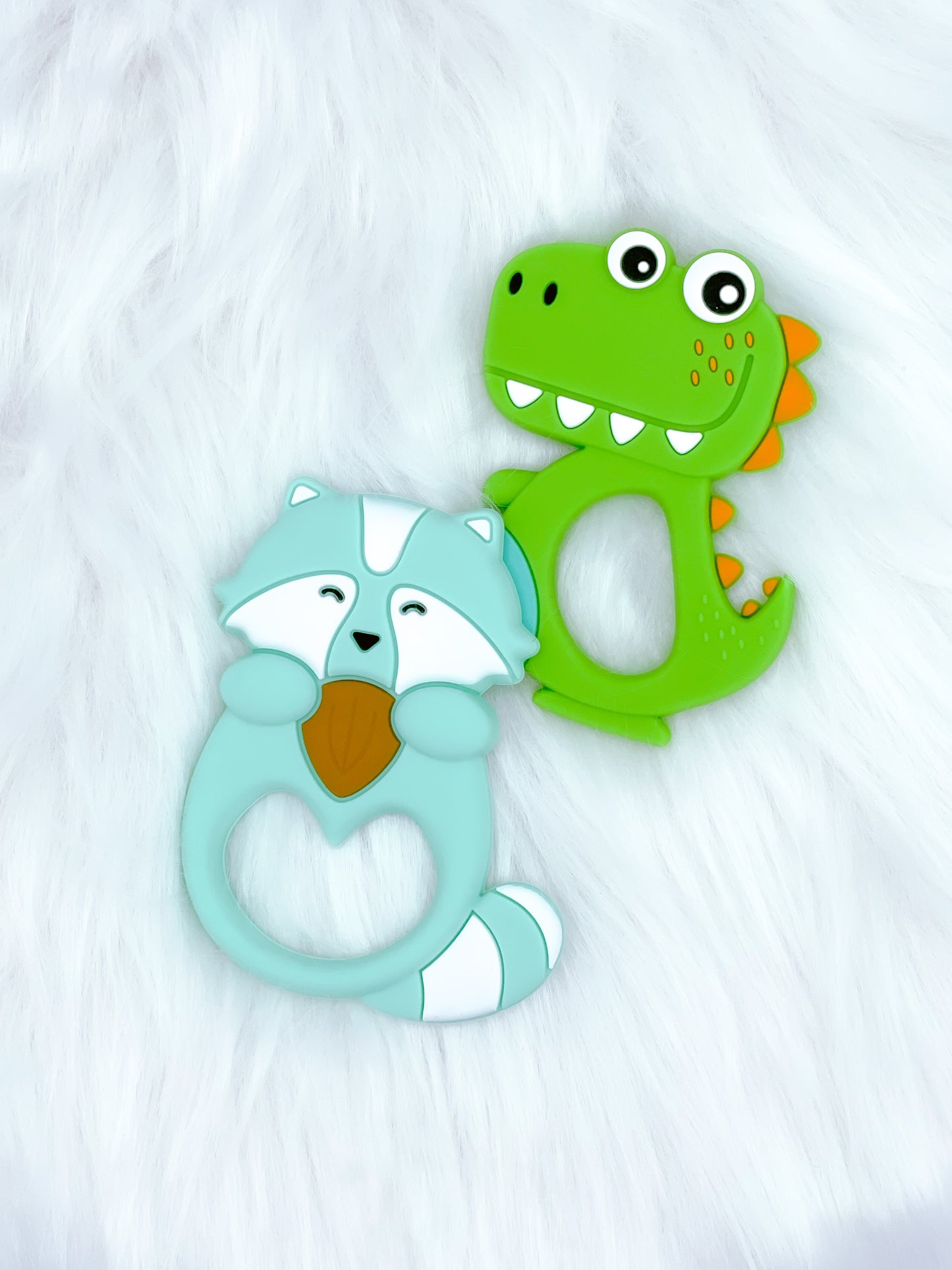 Racoon and Dino Teether Chew Toy Bundle - 2 piece set