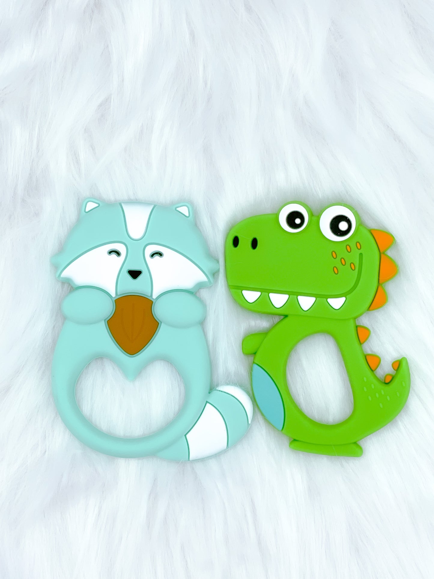 Racoon and Dino Teether Chew Toy Bundle - 2 piece set