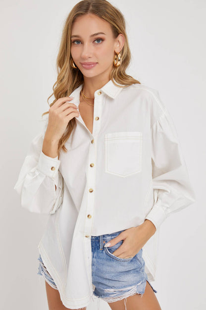 POPLIN SHIRT: IVORY / S