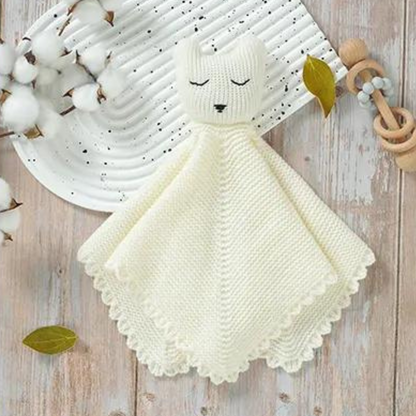 Comforting Knit Baby Bear Baby Lovey - Plain White