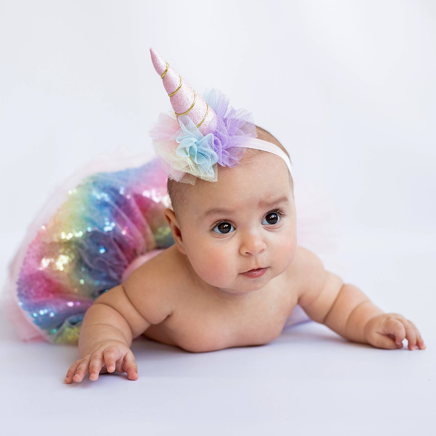 Tutu Skirt Unicorn Newborn Baby Girl Tutu Set (0-9m) - Glitter Rainbow