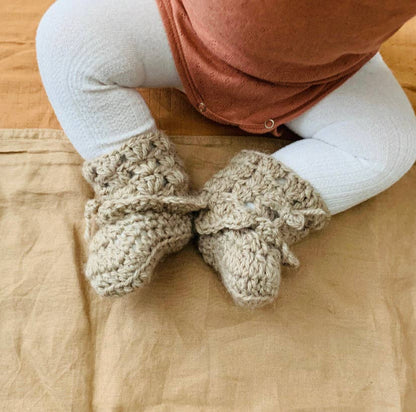 Aria Hand-crocheted Baby booties Alpaca wool crochet vintage frill booties